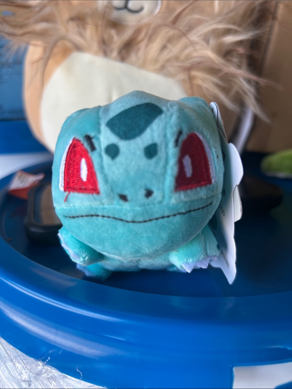 NWT Bulbasaur Plush Keychain - Aqua Green with Red Eyes